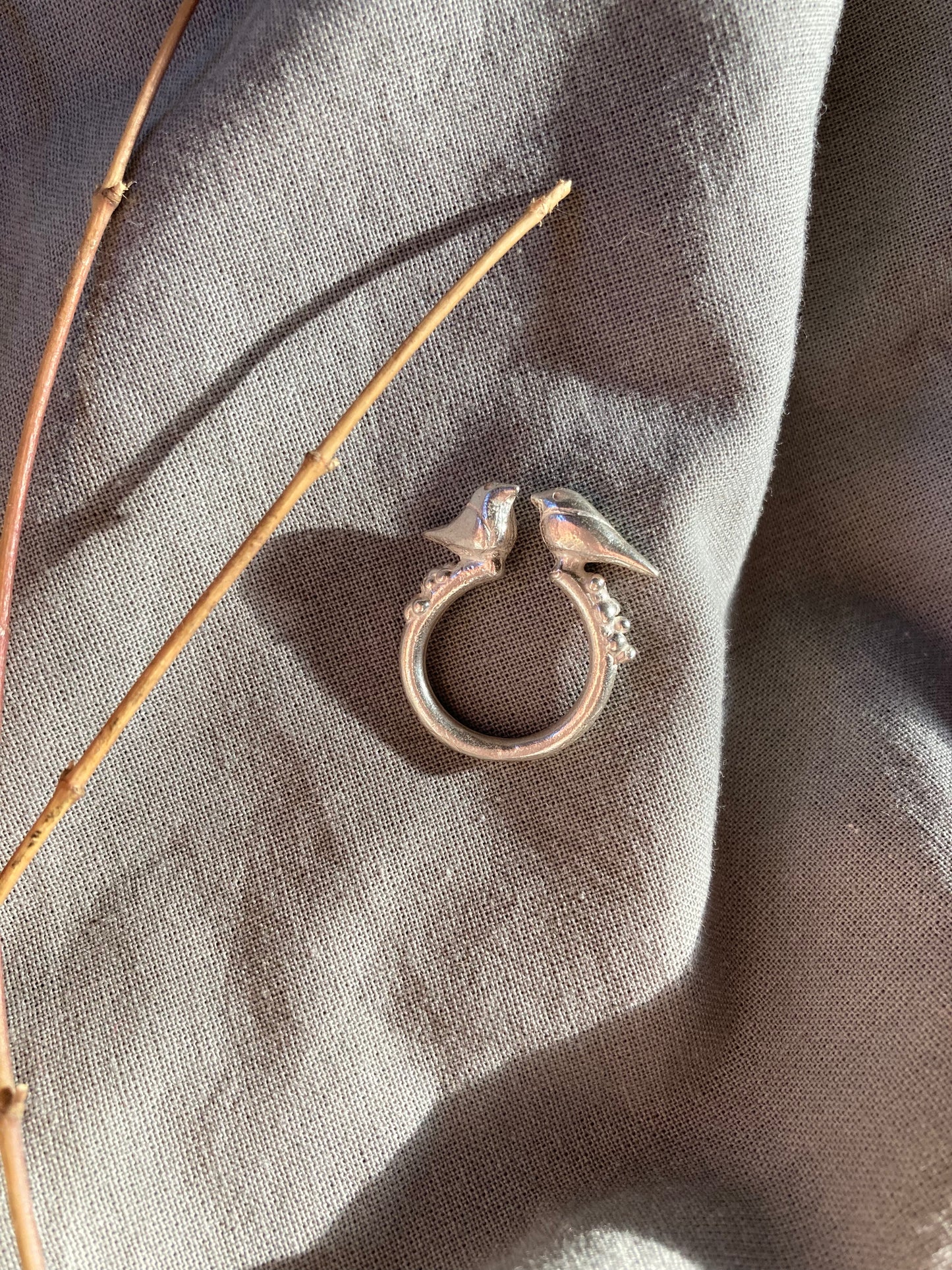 BIRDS IN LOVE STERLING SILVER RING