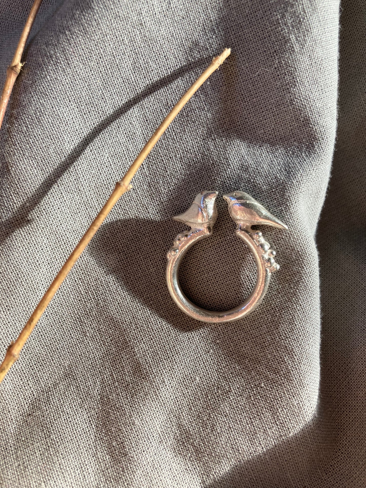 BIRDS IN LOVE STERLING SILVER RING