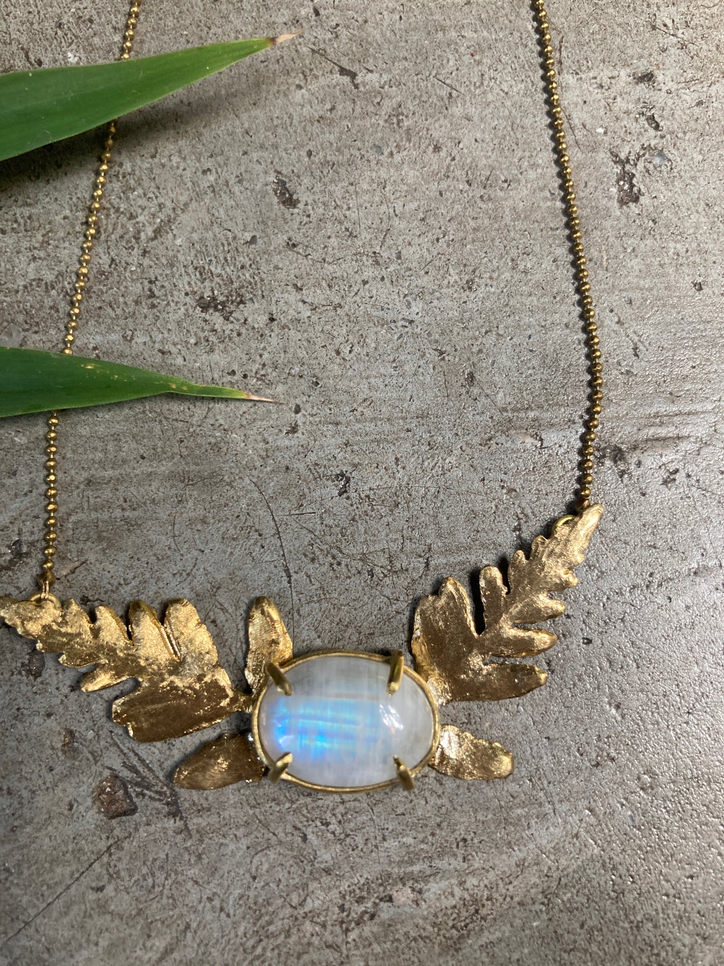 REAL MOONSTONE BOTANICAL NECKLACE