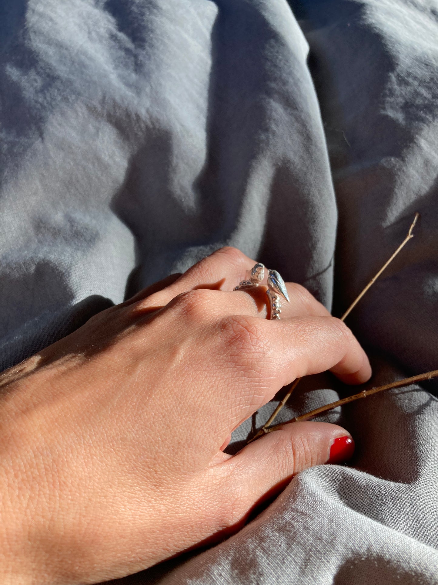 BIRDS IN LOVE STERLING SILVER RING