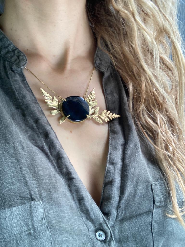 BOTANICAL BIG NECKLACE WITH BLACK ONIX